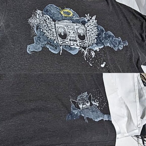 Vintage Y2K Buckle JEDIDIAH Gray Flying Boom Box Graphic Tee Mens Size XL - Picture 2 of 3